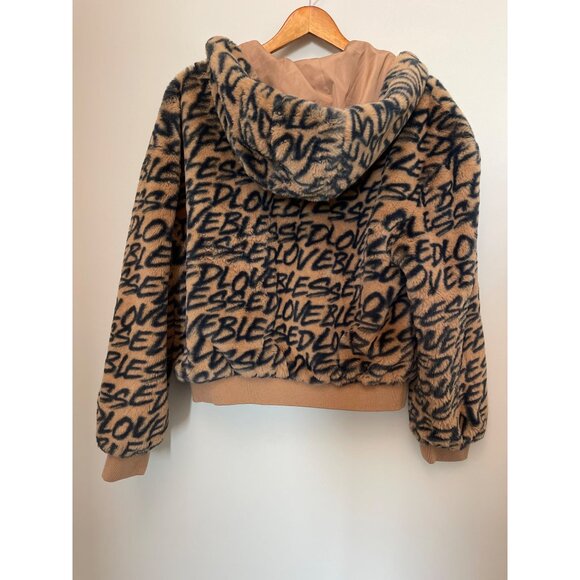 Reversible NY&C Womens Hooded Bomber Jacket With "Leopard" Feaux fur Print & Tan - Picture 4 of 12